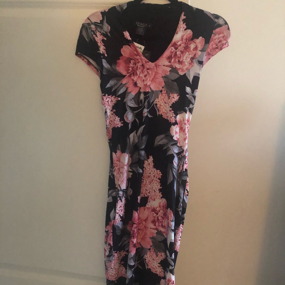 Black Flower MIDI Dress